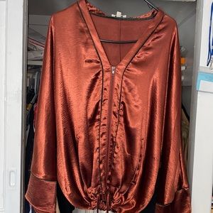 Burgundy cover up with zipper